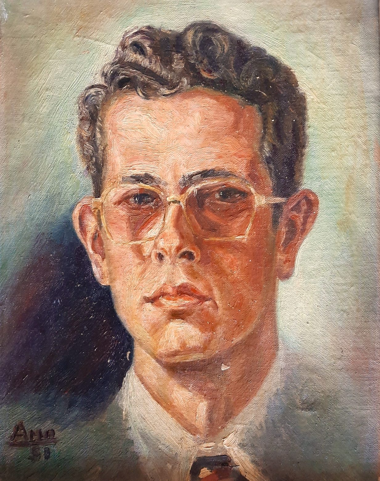 Juan Amo. (1951). Autorretrato. Óleo - Lienzo. 40 x 30.
