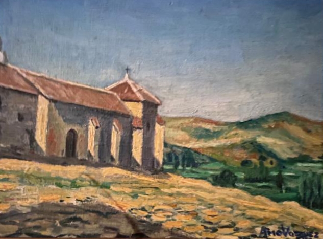 Juan Amo. (1949). Ermita de Villalgordo. Óleo - Lienzo. Colección Privada.